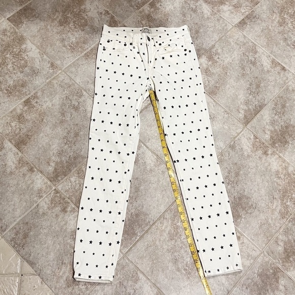 J. Crew Toothpick Mini Star Print Skinny Jeans Cream White Navy Mid Rise 24 - Picture 2 of 10